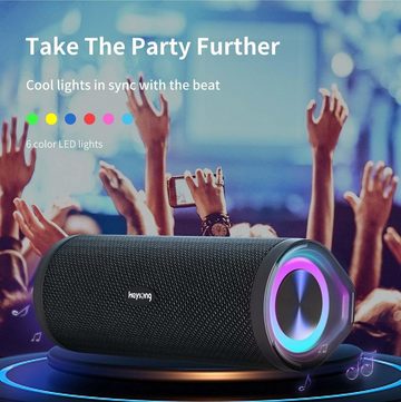 HEYSONG Stereo Lautsprecher (Bluetooth, 16 W, Boxen Bluetooth mit Licht, IPX7 Wasserdicht, 40h Akku, Micro SD-Karte)