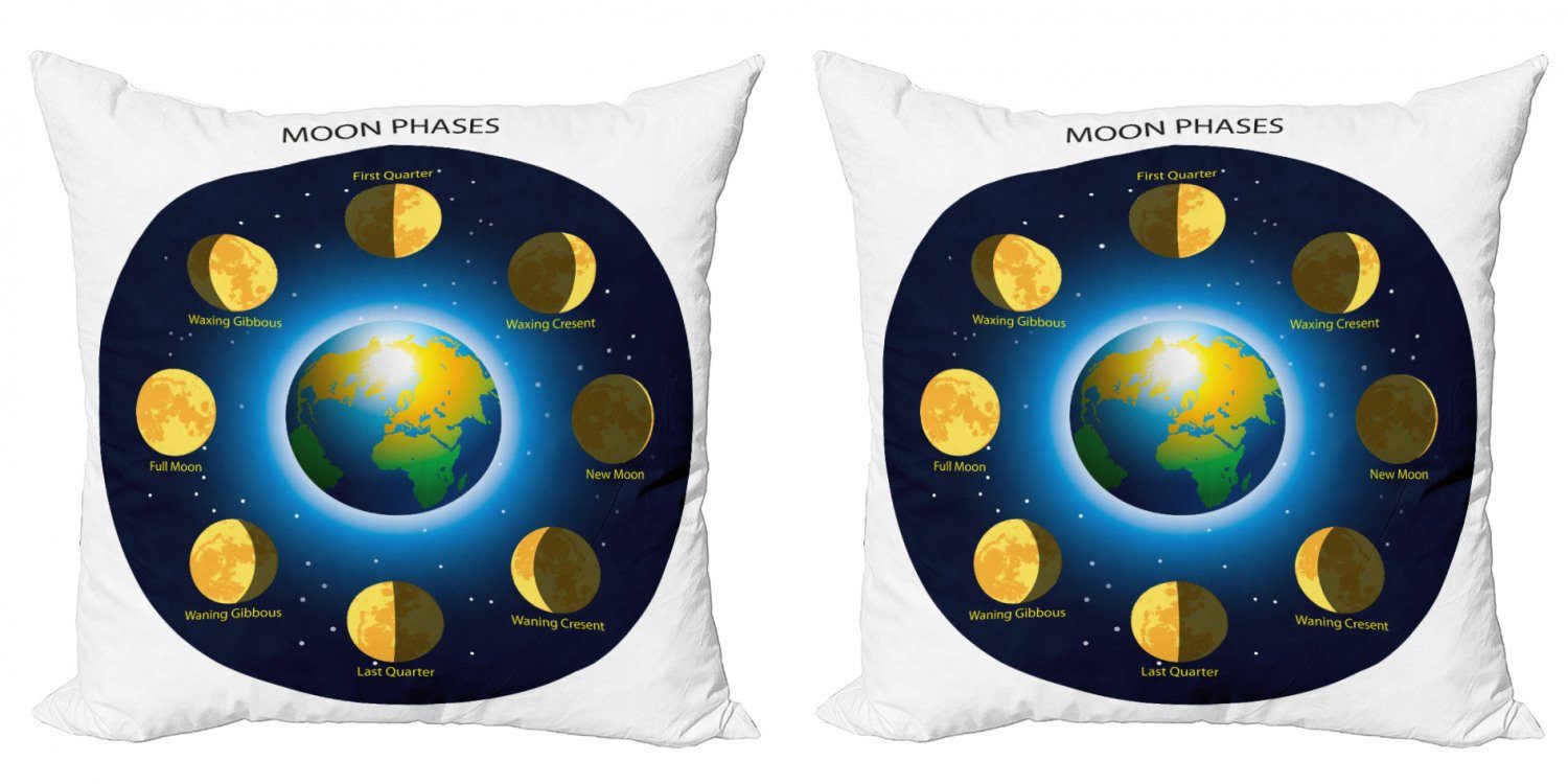 Kissenbezüge Modern Accent Doppelseitiger Digitaldruck, Abakuhaus (2 Stück), Lehrreich Phasen des Mondes