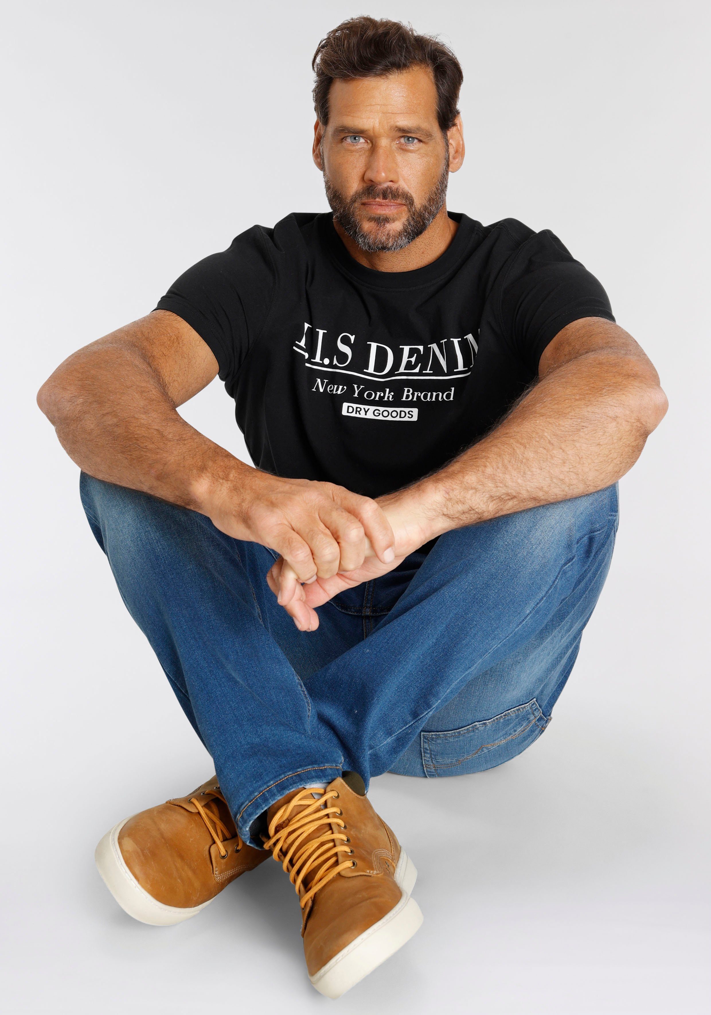 H.I.S T-Shirt schmale Passform, bedrucktes Design, Rundhalsausschnitt