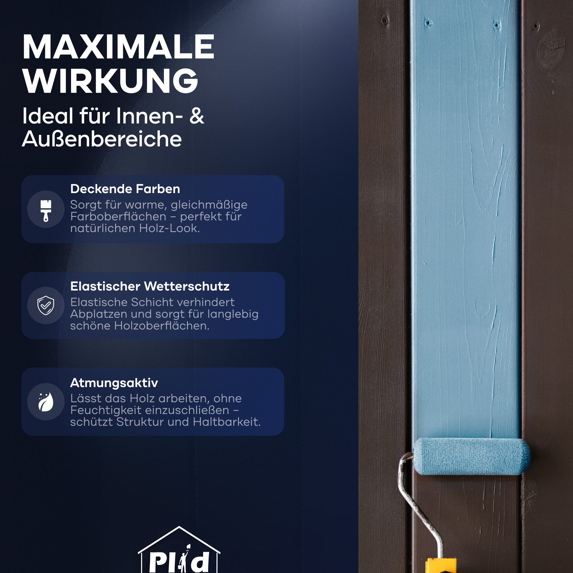 plid Holzlack Holzfarbe Holzlack Schwedenhausfarbe Landhausfarbe Dauerschutzfarbe, Schnelltrocknend, verarbeitungsfertig