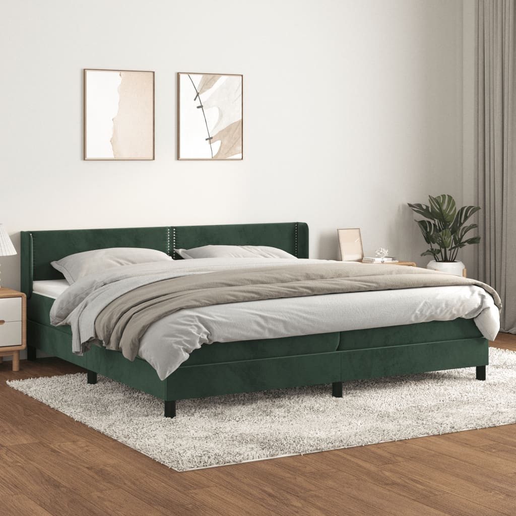 vidaXL Boxspringbett Boxspringbett mit Matratze Dunkelgrün 200x200 cm Samt günstig online kaufen