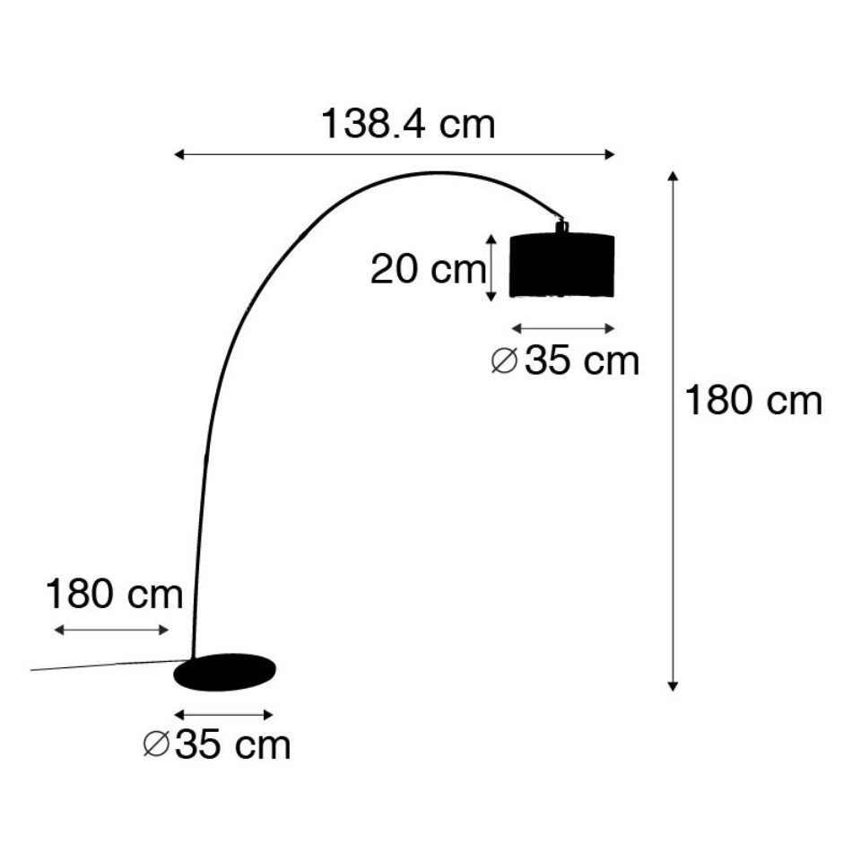 Qazqa Bogenlampe Vinossa, ohne Leuchtmittel, Warmweiß, QAZQA Bogen­lampe, e27, Schwarz, Stahl, Modern