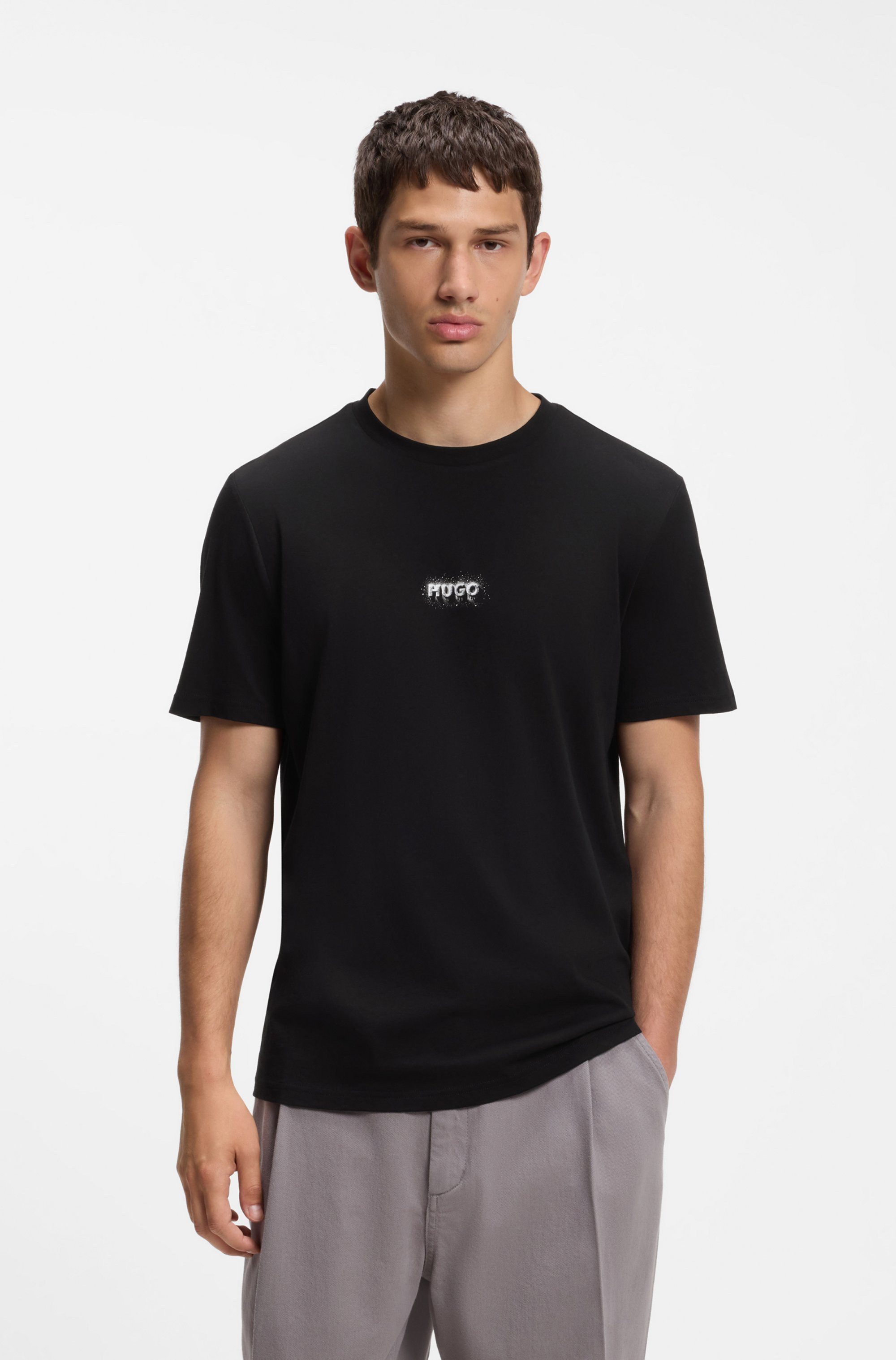 HUGO T-Shirt Nodar Rundhalsausschnitt, Regular Fit, reine Baumwolle