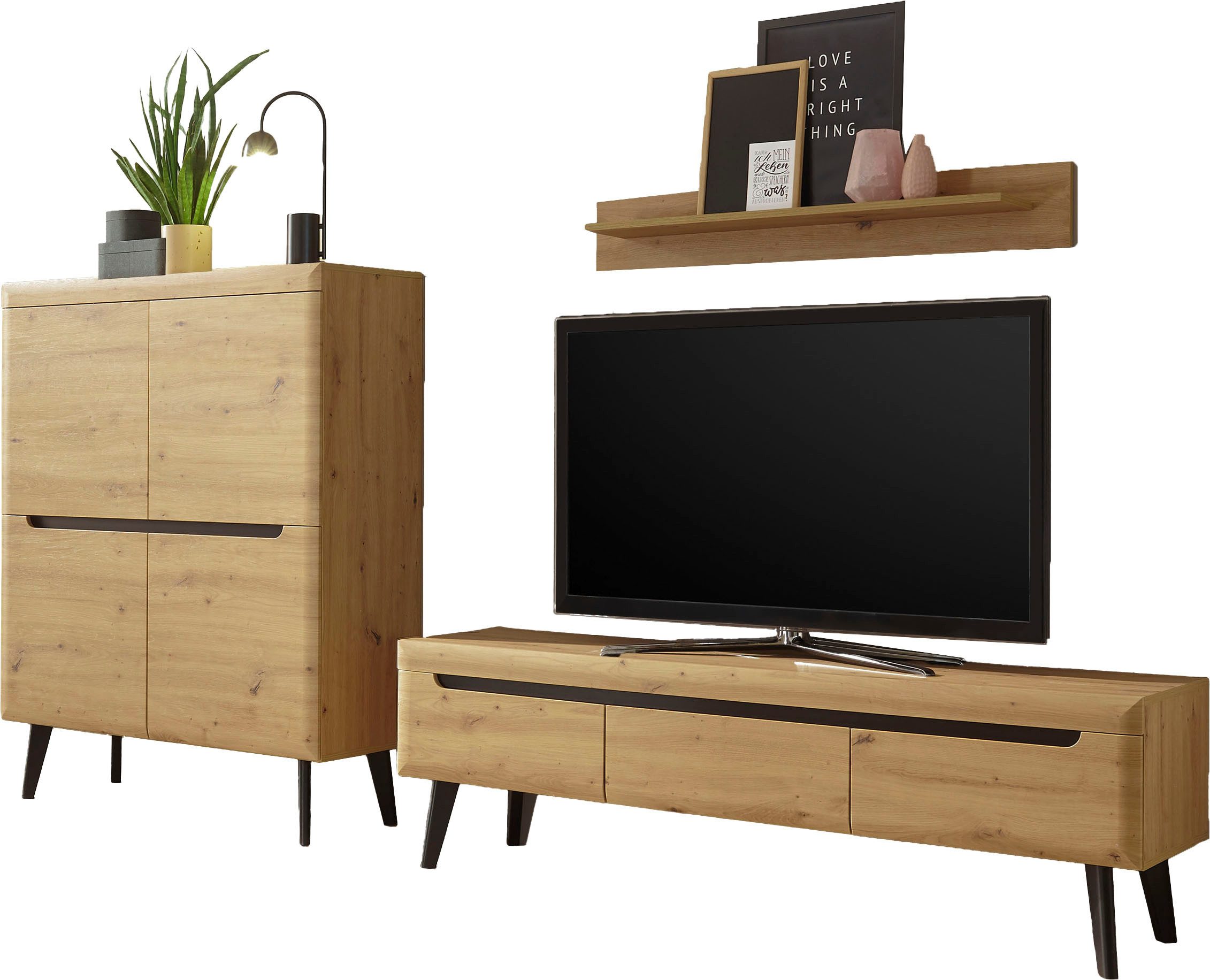 Home affaire Wohnwand Torge, Anbauwand, Schrankwand, Mediawand, Wohnzimmer-Set, (3-St)
