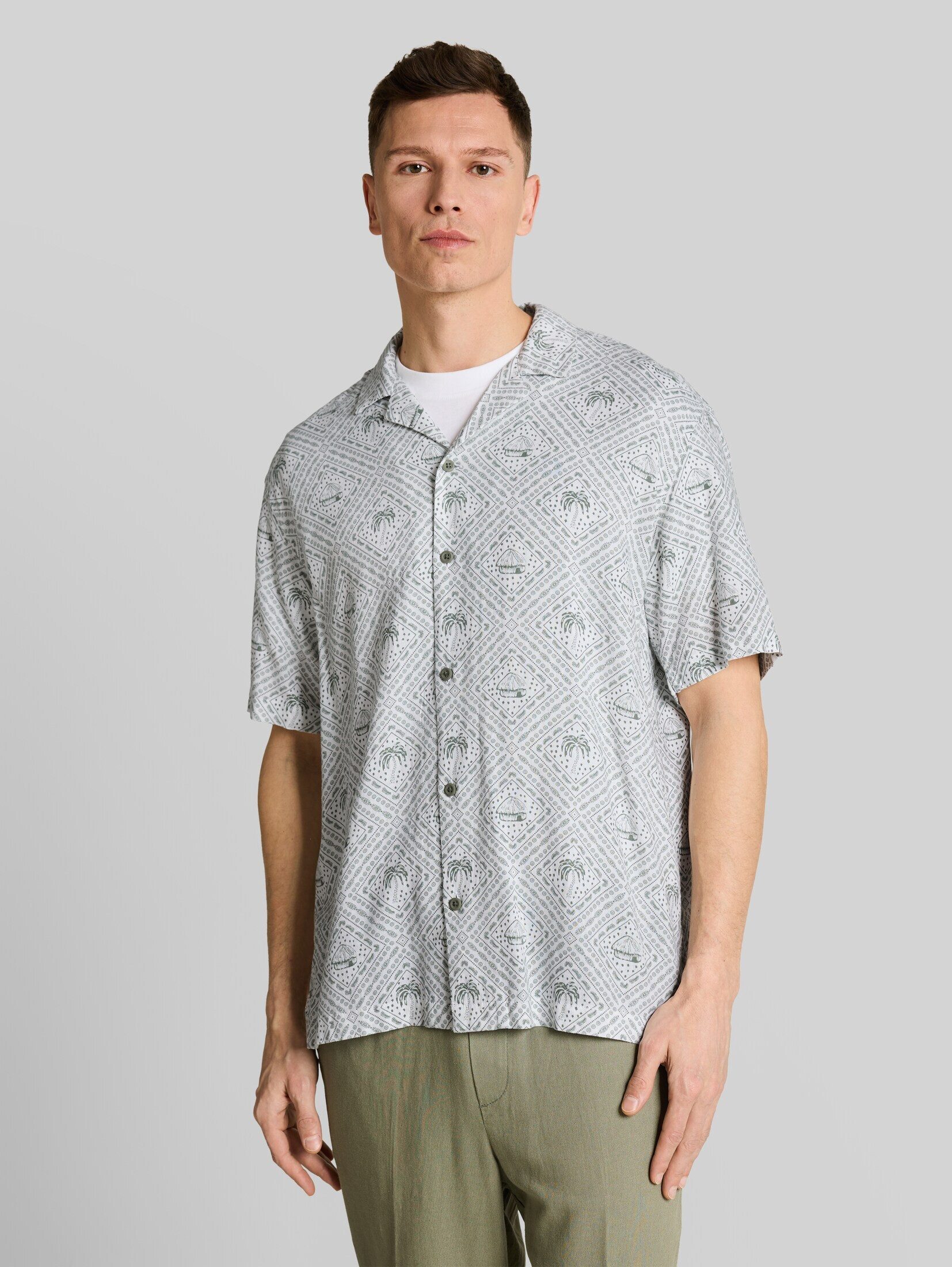 TOM TAILOR Denim Kurzarmhemd Blusen & Shirts Relaxed Fit Resort Hemd mit Leinenanteil