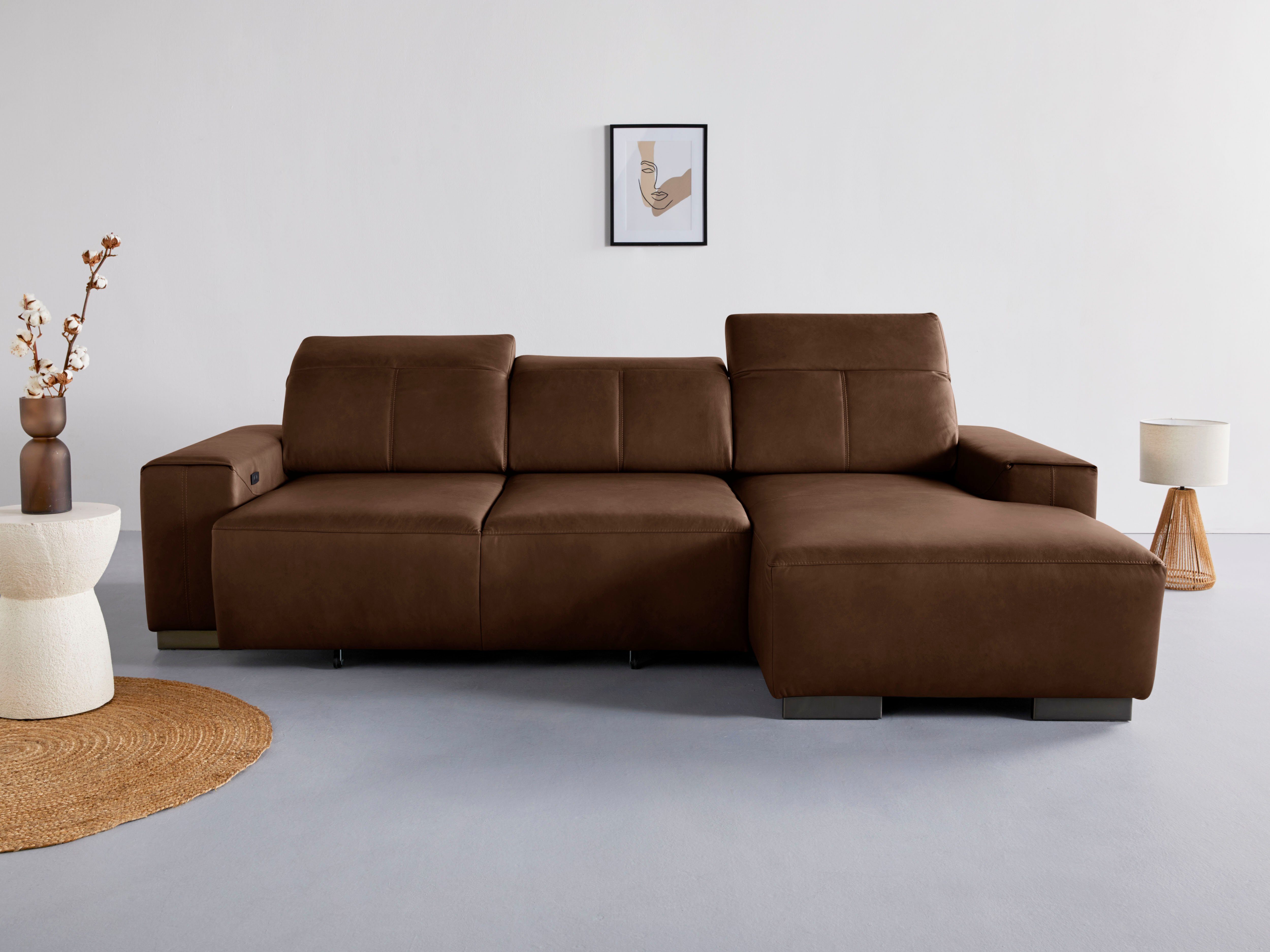 Catania, und elektrischer COTTA Sofa mit Sitztiefenverstellung Kofteilverstellung