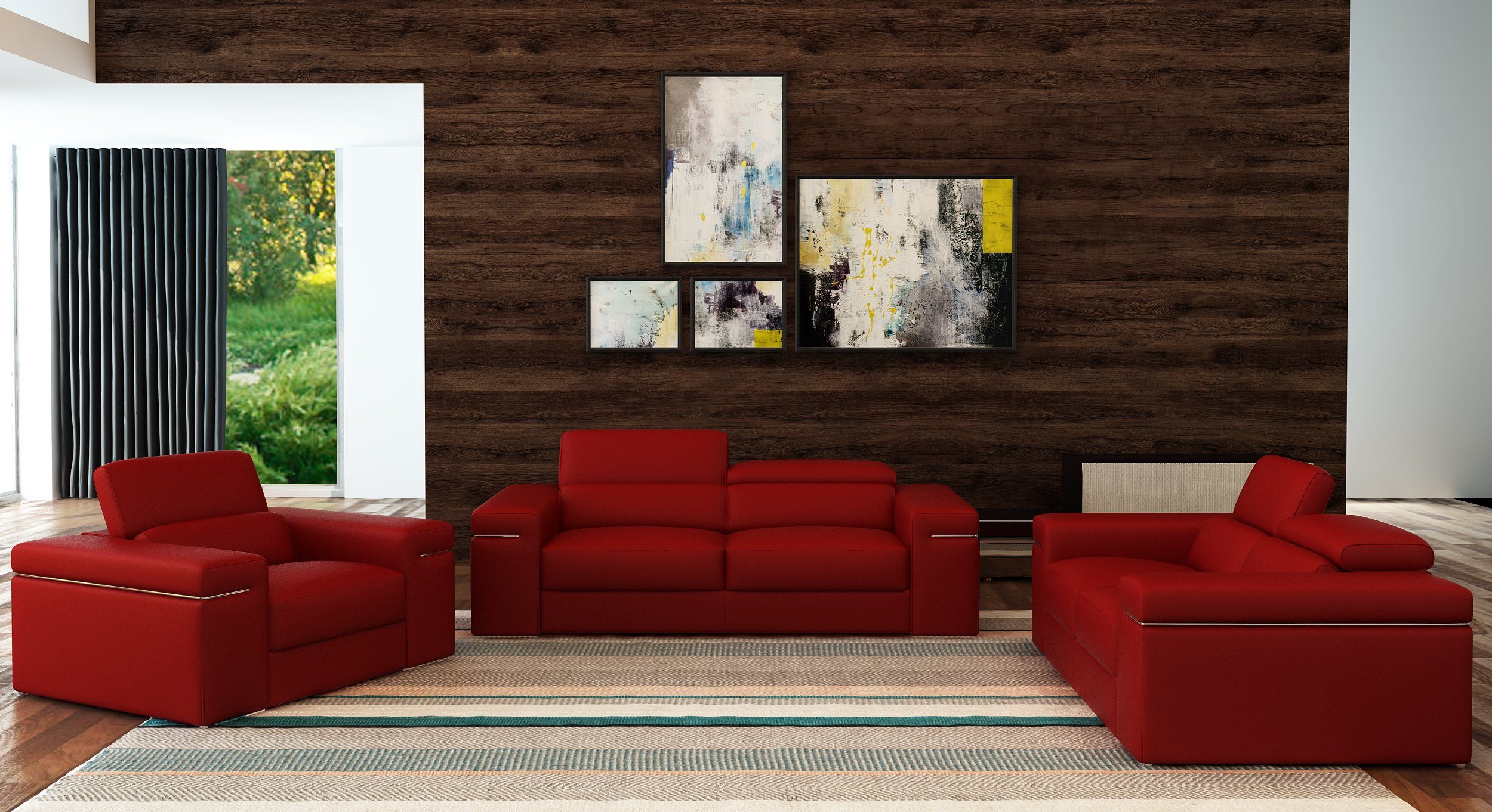 Couchgarnitur Moderne Made stilvolle in Sofa Set, JVmoebel Rote 3+2+1 Europe Multifunktions