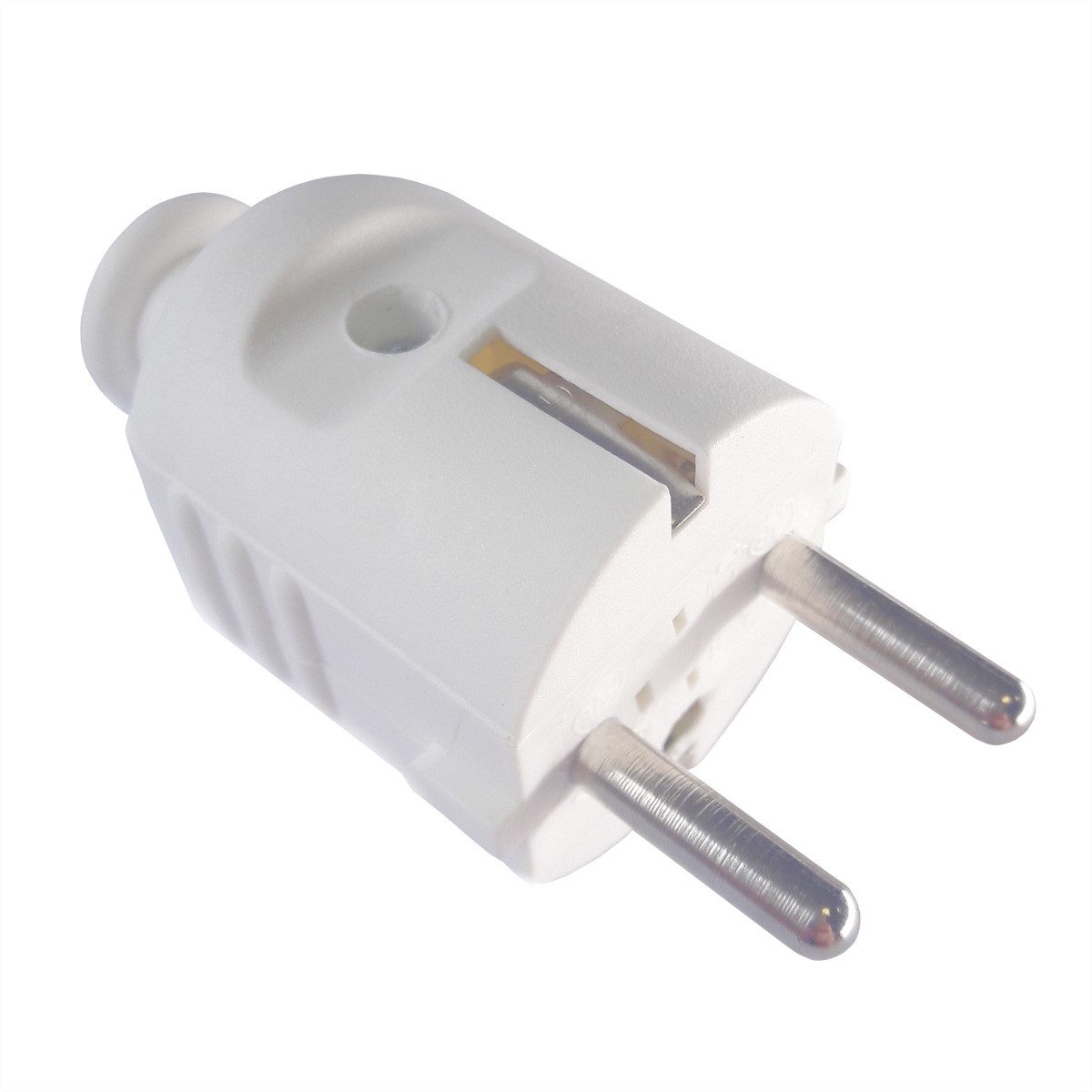 Bachmann Schutzkontaktstecker Stromadapter Schutzkontakt, CEE 7/7, Typ-E/F, 0 cm, zentral weiß bruchfest montierbar