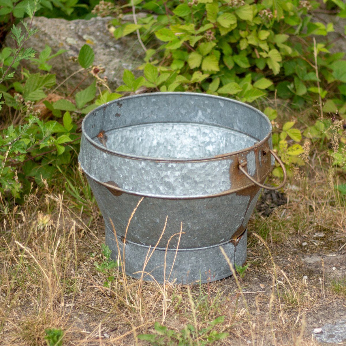 Wanddekoobjekt Großer Deko-Eimer, Schale aus Zinkblech, hohe Schüssel in Vintage-Look