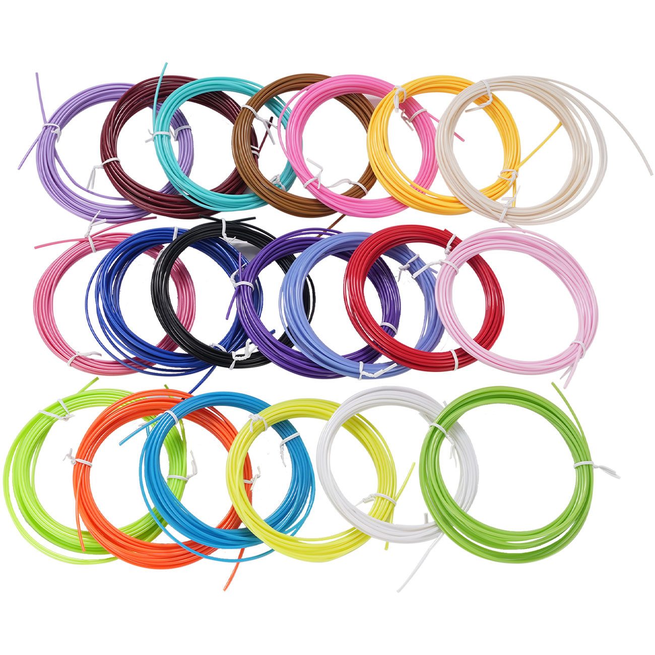 shop'n smile ideoon Filament PLA Filament-Set für 3D-Stifte 20 Farben à 5m Ø 1,75mm kreativ & bunt, 3D-Stift Filament 20x 5m PLA in bunten Farben Ø 1,75mm für 3D-Kunst