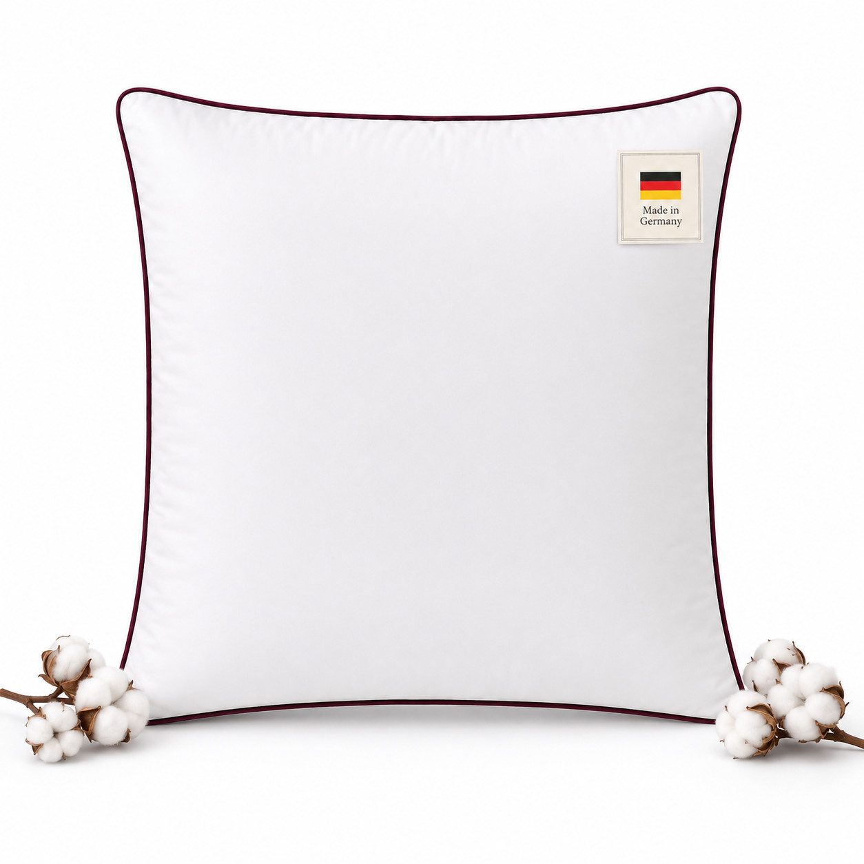 NEXGEN Luxus Baumwollkissen Baumwollkissen mit Biese, Hotelqualität, hergestellt in Deutschland, Füllung: Premium-Füllwatte, Bezug: Baumwolle, Seitenschläfer, Bauchschläfer, Rückenschläfer, Hergestellt in Deutschland, Deluxe Komfort