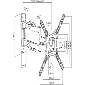 SpeaKa Professional TV-Wandhalterung 23-55″ 58.4 - 139.7 cm TV-Wandhalterung, (Zusammenklappbar, Ausziehbar)