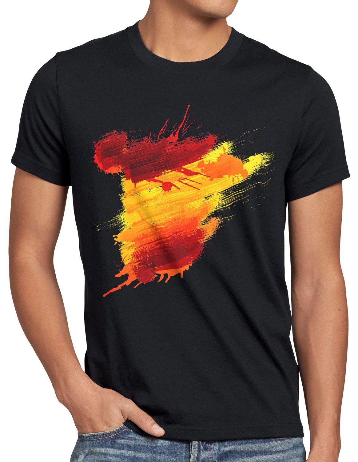 style3 Print-Shirt Herren T-Shirt Flagge Spanien Fußball Sport Spain WM EM Fahne schwarz