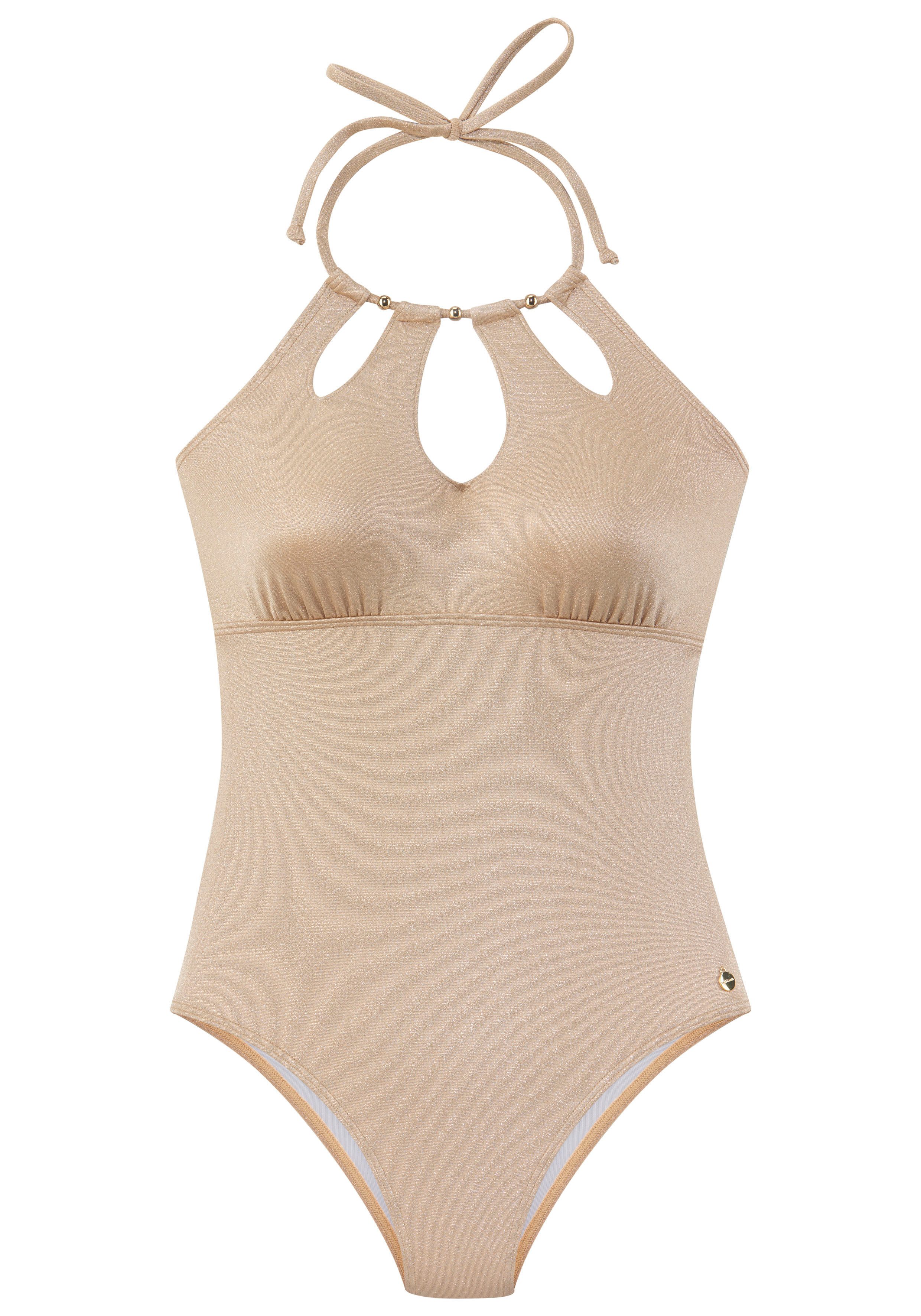 LASCANA Badeanzug Monaco Mit Zierperlen am Dekolleté günstig online kaufen