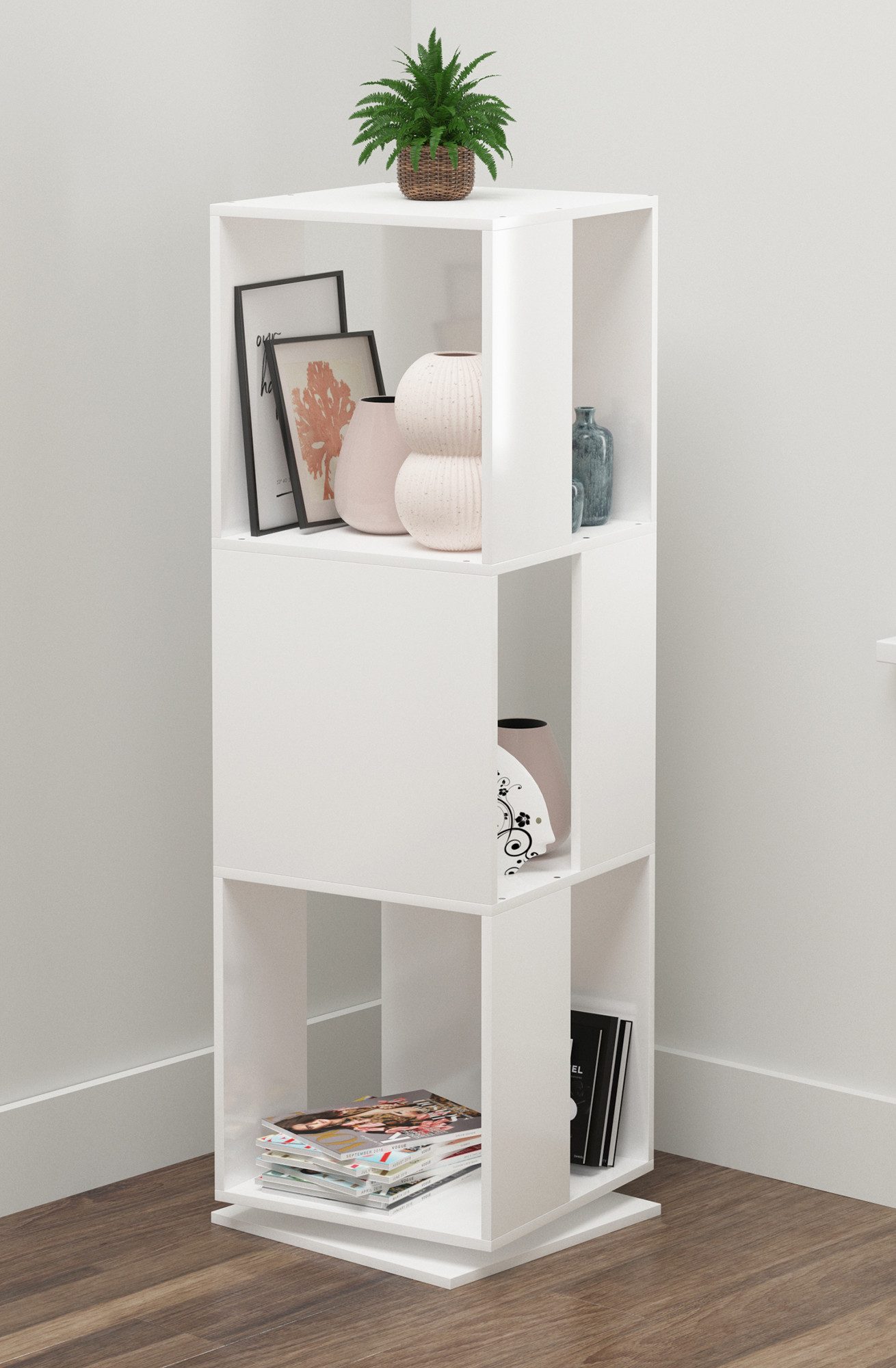 VCM Standregal Bücherregal Stifta H. 109 x B. 34 x T. 34 cm, Holzregal stehend