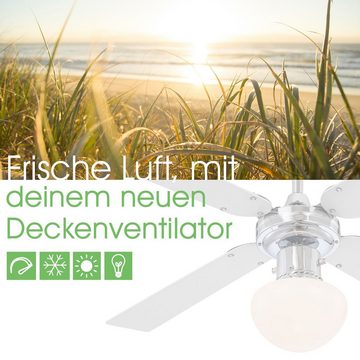 bmf-versand Deckenventilator Deckenventilator mit Licht sehr leise Ventilator Lampe Weiß inkl.