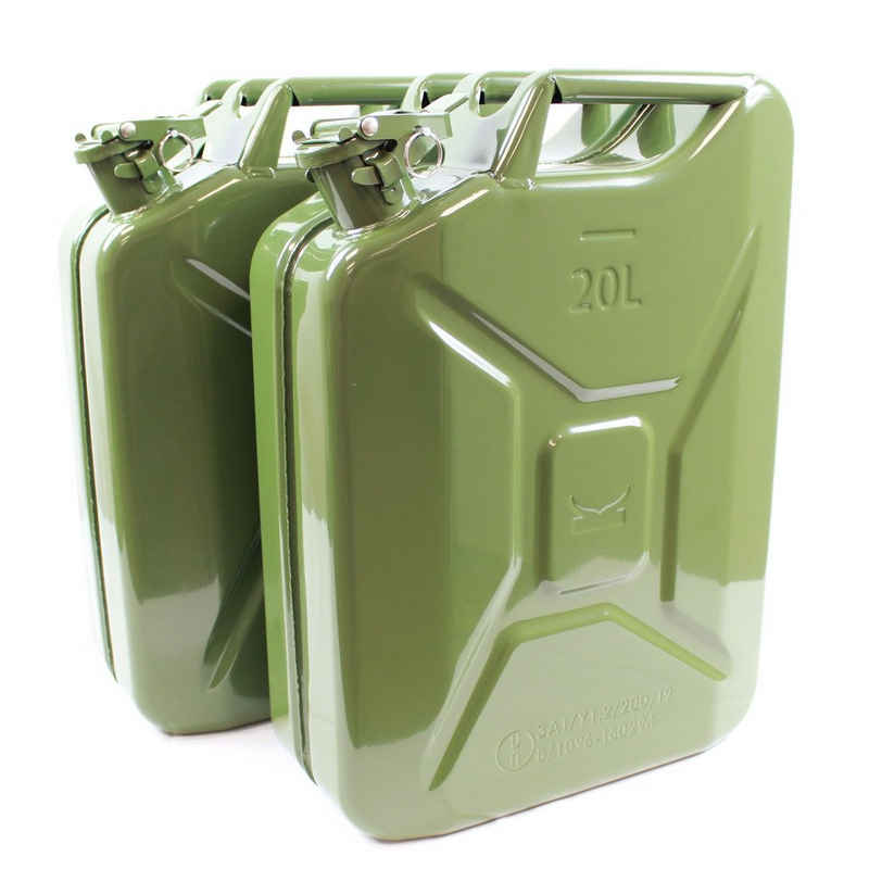 TRUTZHOLM Kanister 2x Benzinkanister Kraftstoffkanister Metall 20 Liter Olivgrün Kanister