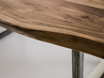 Moebel-Eins Esstisch, GERA Baumkantentisch, Material Massivholz/Metall, Akazie lackiert