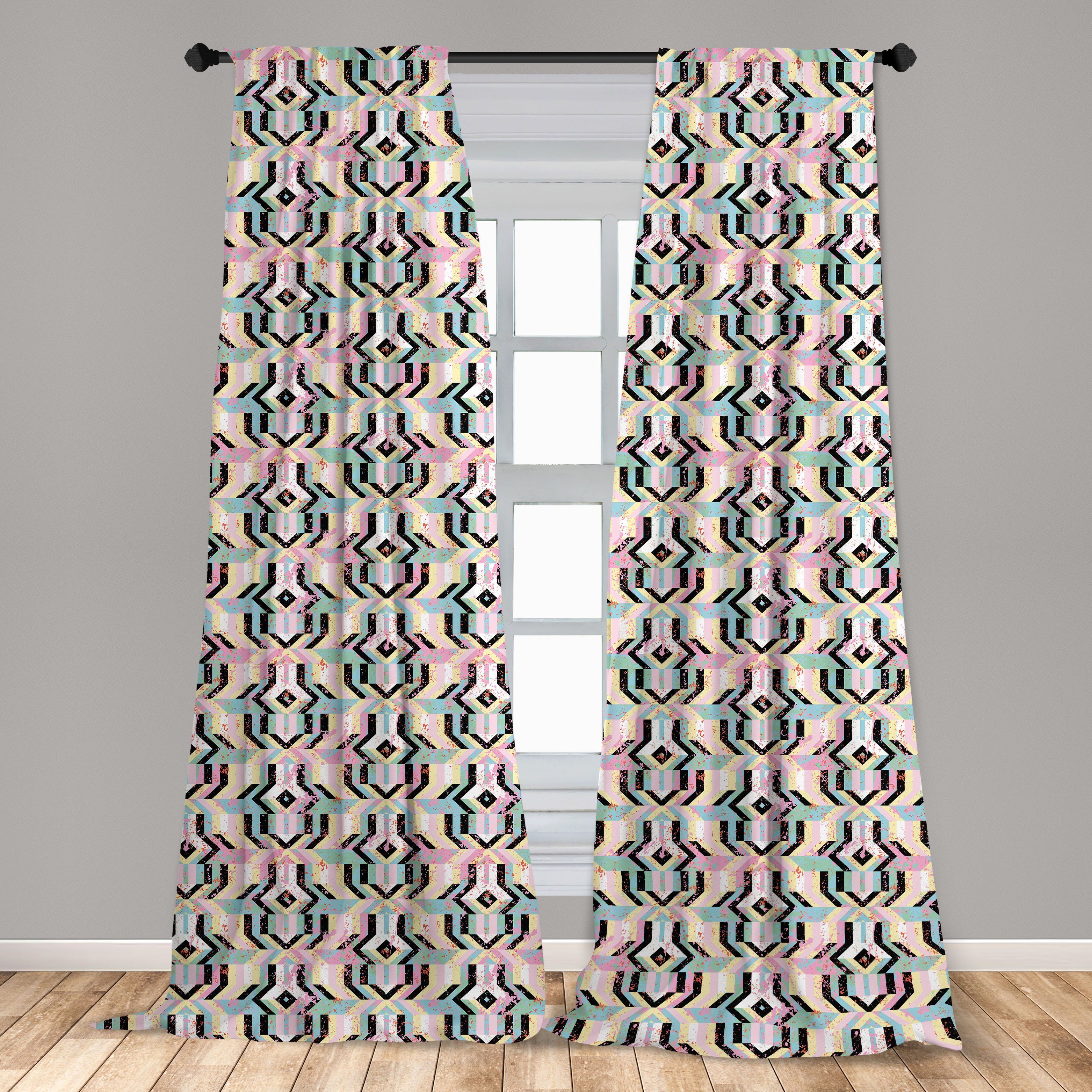 Wohnzimmer Schmutz-Art-Bold Kunst Dekor, Abakuhaus, Stripes Schlafzimmer für Microfaser, Gardine Vorhang