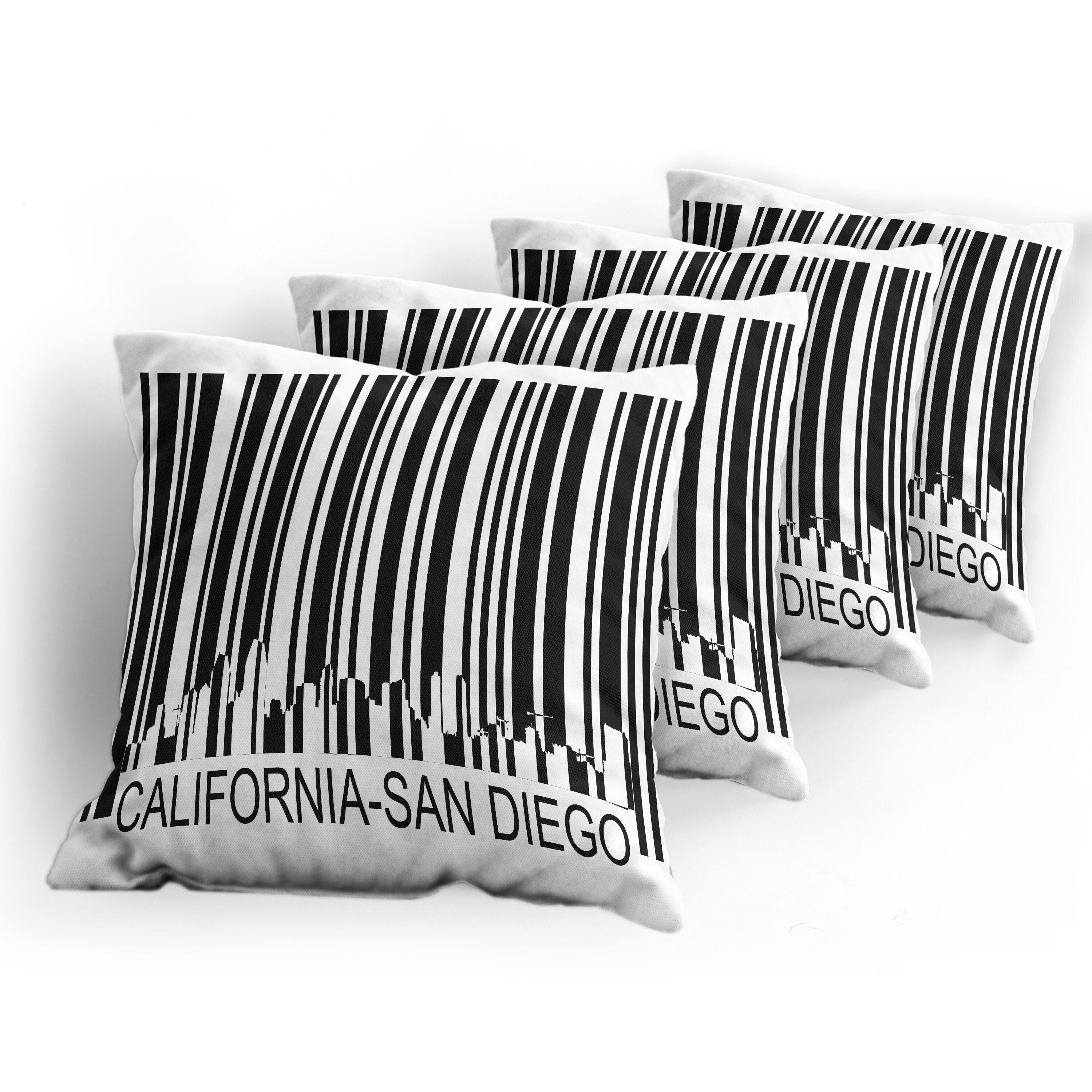 Doppelseitiger (4 Stadt Accent in Gebäude Abakuhaus Barcode Stück), San Kissenbezüge der Diego Digitaldruck, Modern