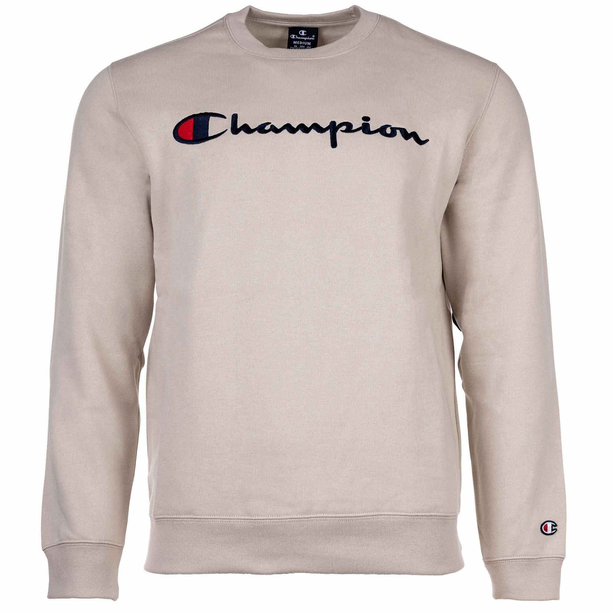 Champion Sweatshirt Herren Sweatshirt - Crewneck, Langarm, Logo Beige