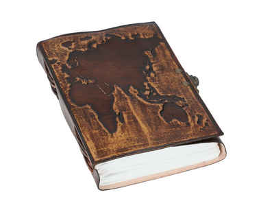 Gusti Leder Notizbuch »Ronda«, Notizheft Reisetagebuch Weltkarte Tagebuch DIN B6