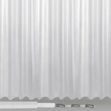 Vorhang, Bestlivings, Kräuselband (1 St), halbtransparent, Voile, Transparente "weiße" Übergardine mit beschwerten Abschlußband in vielen Größen