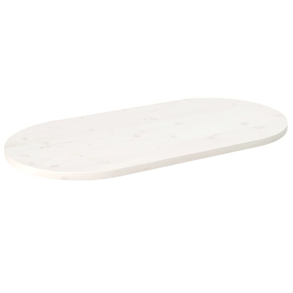 furnicato Tischplatte Weiß 90x45x2,5 cm Massivholz Kiefer Oval (1 St)