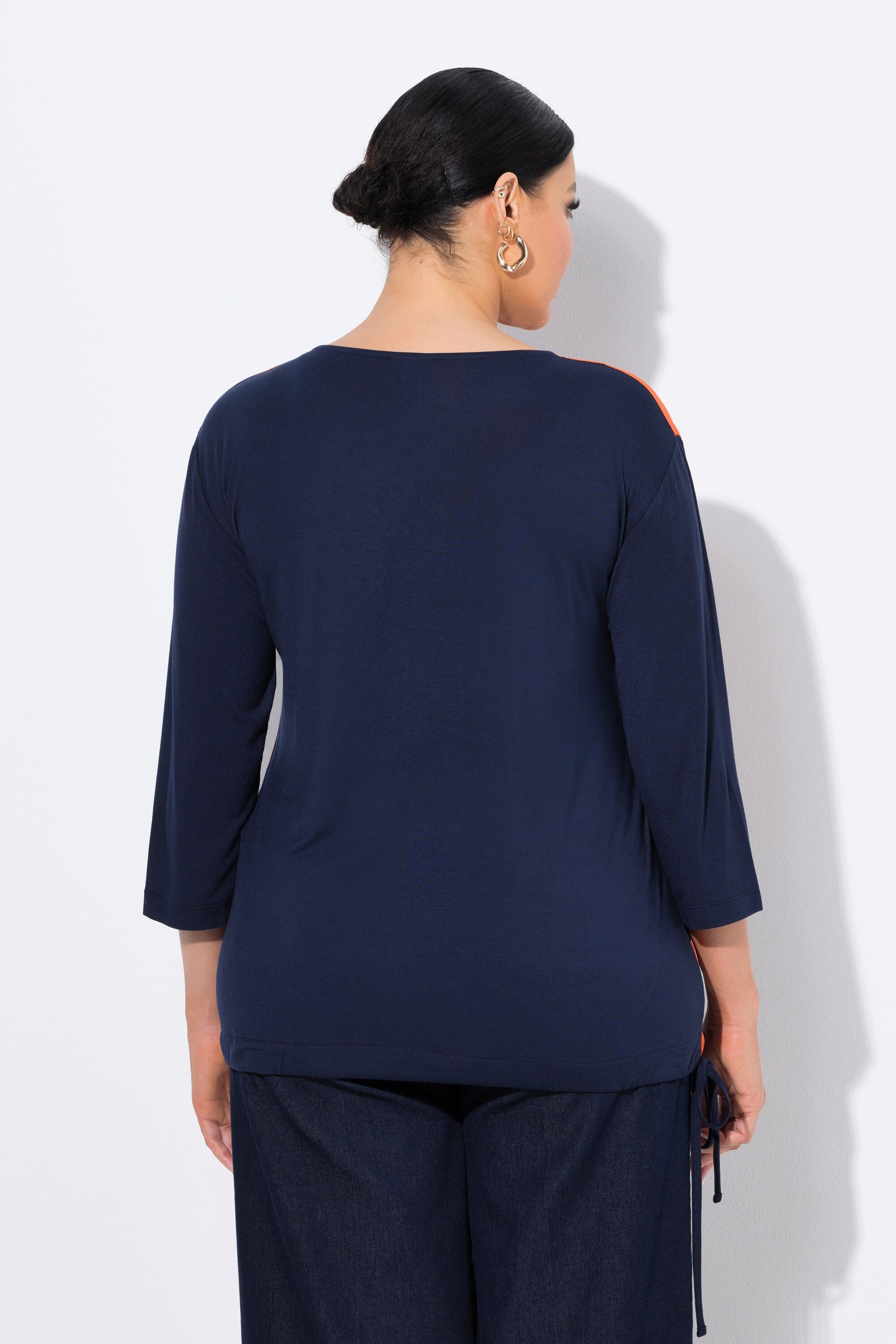 Ulla Popken T-Shirt Shirt Blätter Oversized Tunika-Ausschnitt 3/4-Arm – Bild 3 von 4