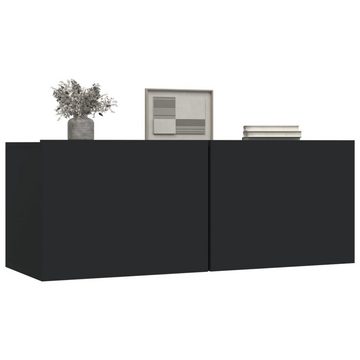 furnicato TV-Schrank TV-Schränke 2 Stk. Schwarz 80x30x30 cm Holzwerkstoff