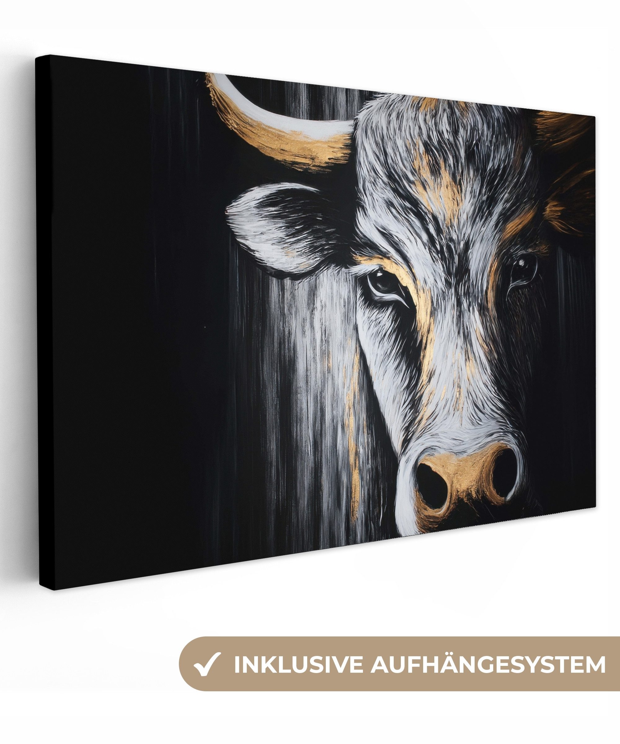 OneMillionCanvasses® Leinwandbild Stier - Hörner - günstig online kaufen