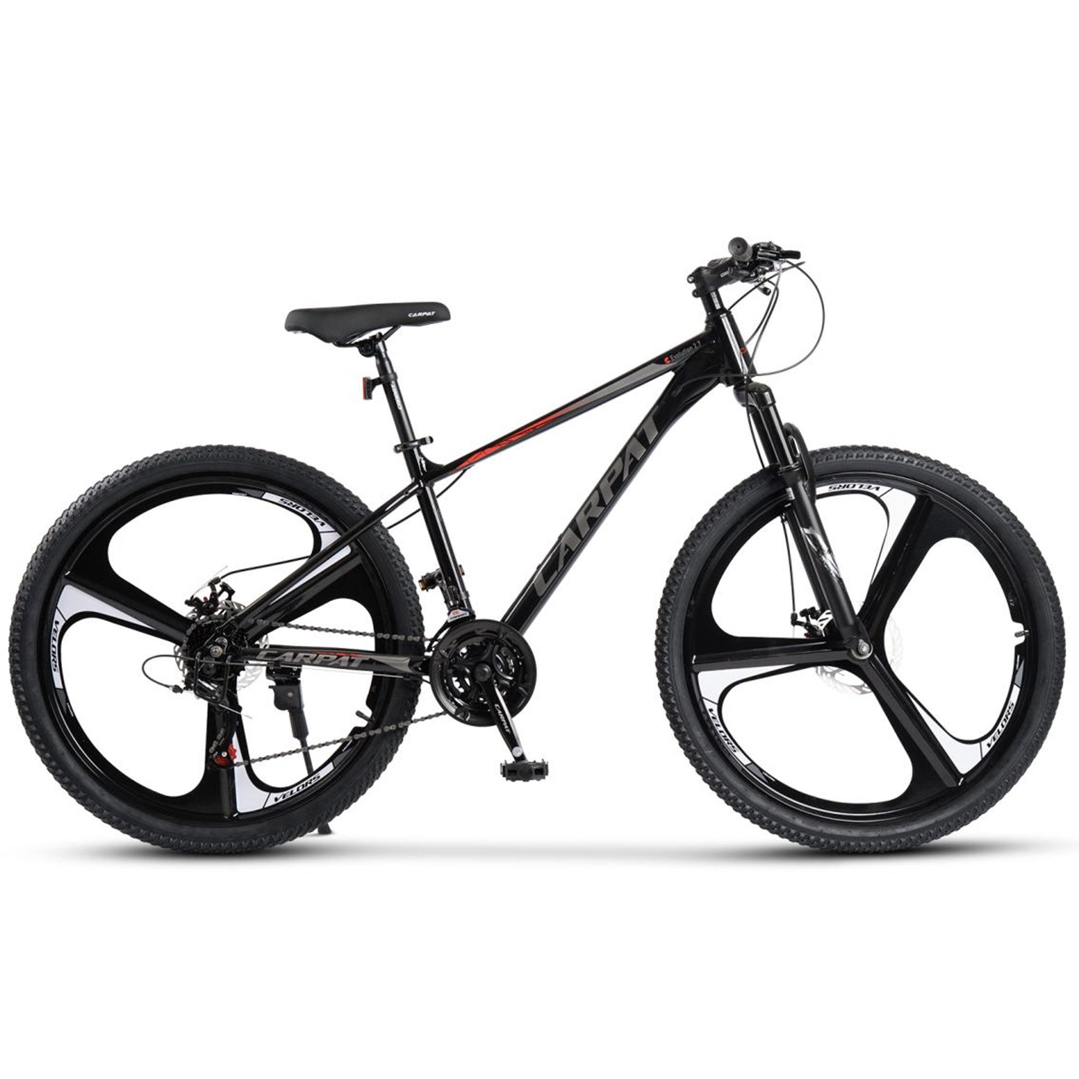 CARPAT SPORT Mountainbike 26 27.5 Zoll Fahrrad für Herren Damen, 21 Gang Shimano Tourney Schaltwerk, Kettenschaltung, (Magnesiumfelgen mit 3 Speichen), Kettenschaltung, Aluminium Rahmen, Jugendfahrrad MTB Hardtail Fahrrad