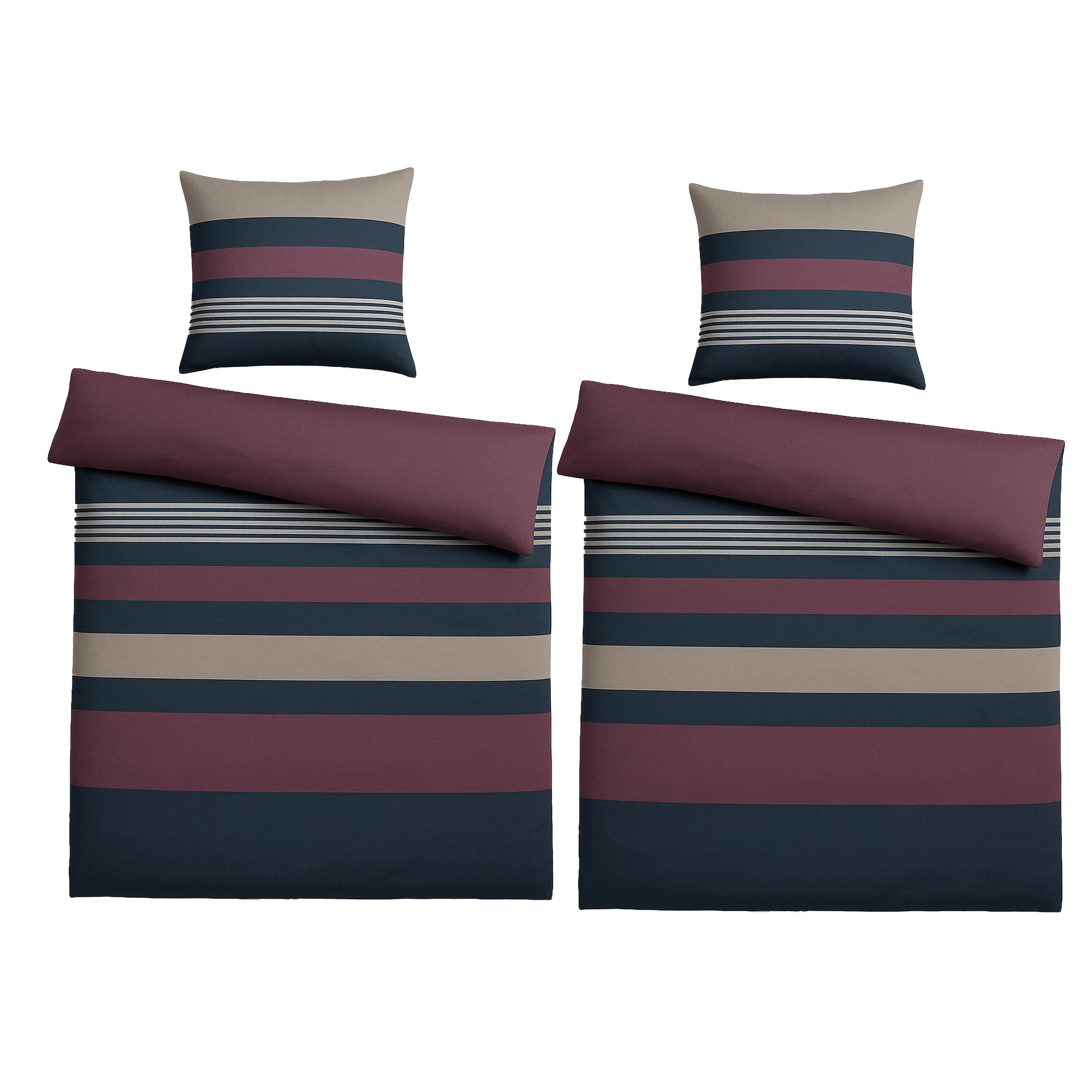 Casa Colori Bettwäsche Kuschelige Flanell Bettwäsche 135x200cm gestreift, B günstig online kaufen