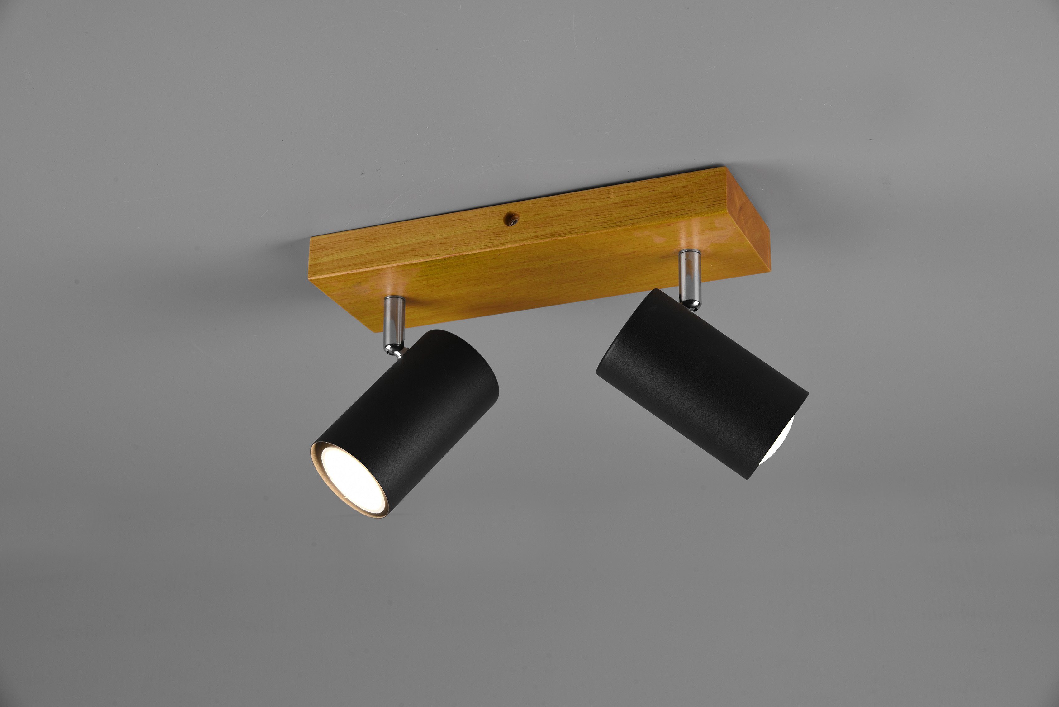 TRIO Leuchten Deckenstrahler Marley, ohne Leuchtmittel, mit Holz Baldachin, Strahler dreh- und schwenkbar