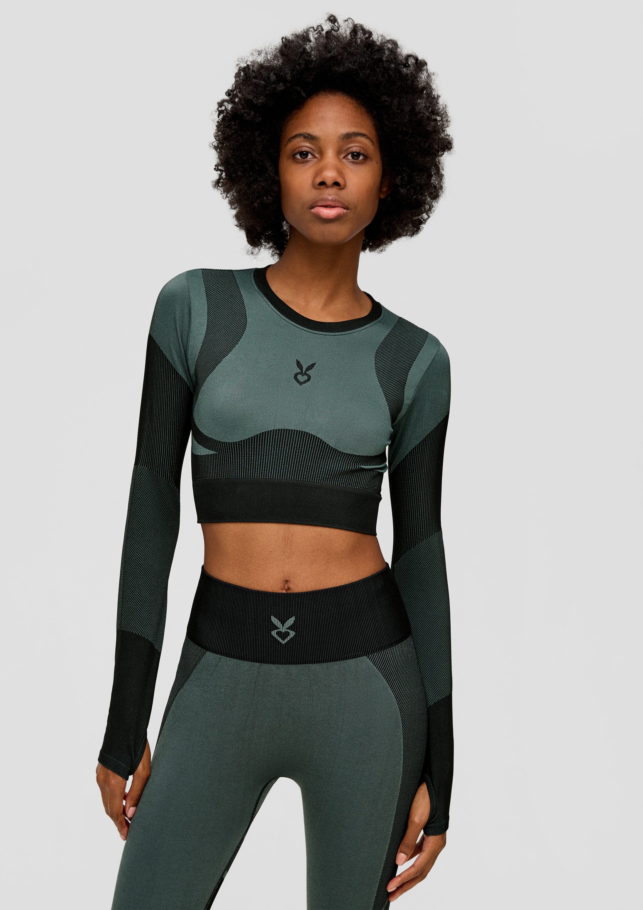 QS Langarmshirt T-Shirt Cropped Sport-Shirt