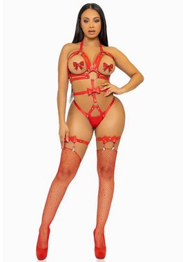 Leg Avenue Body Riemen-Body mit Schleifen - rot