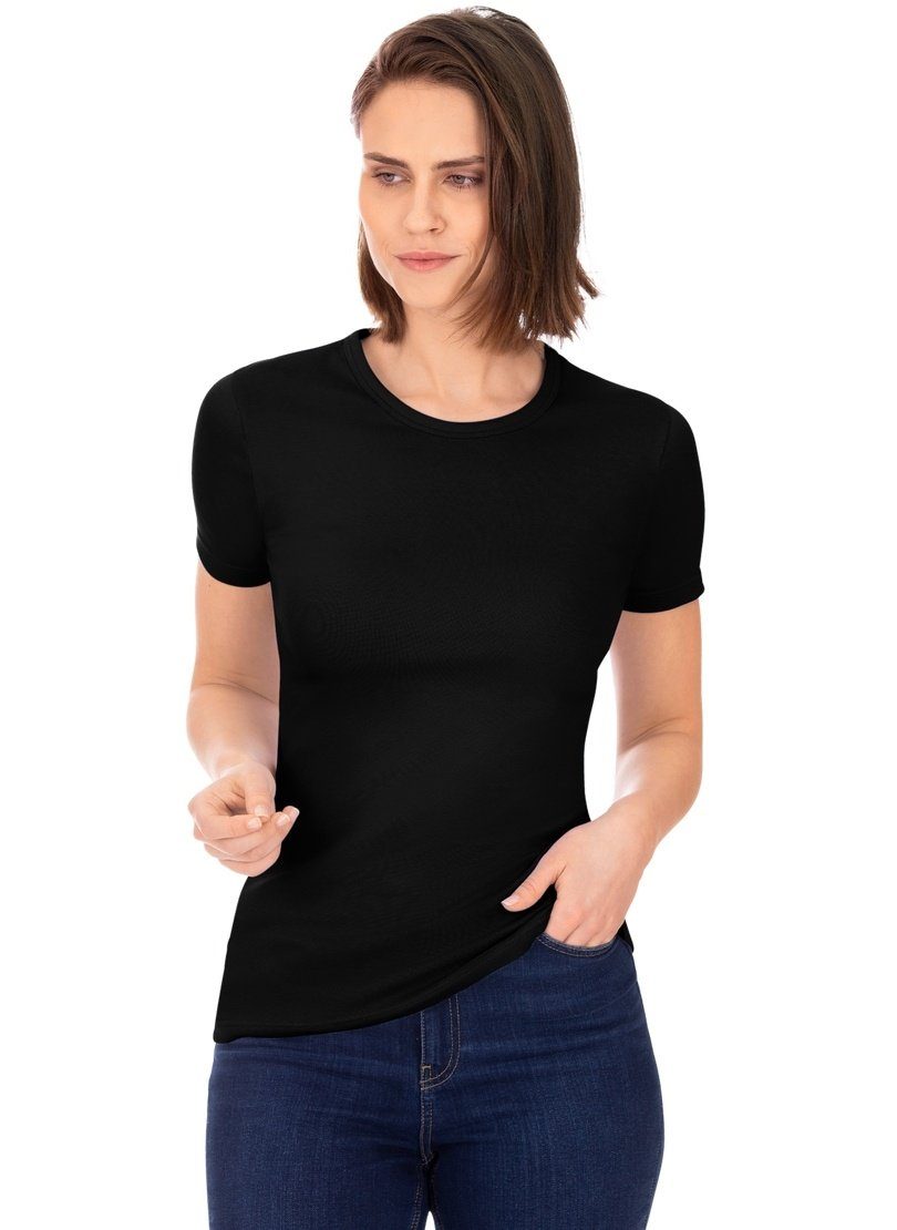 TRIGEMA T-Shirt Figurbetonter Baumwolle/Elastan, Unisex Trigema T-Shirt Schnitt aus
