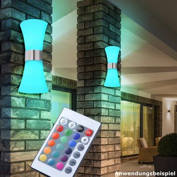 etc-shop Außen-Wandleuchte, Leuchtmittel inklusive, Warmweiß, Farbwechsel, Außen Weg Leuchte Wand Lampe Fernbedienung Dimmer im Set inkl. RGB LED