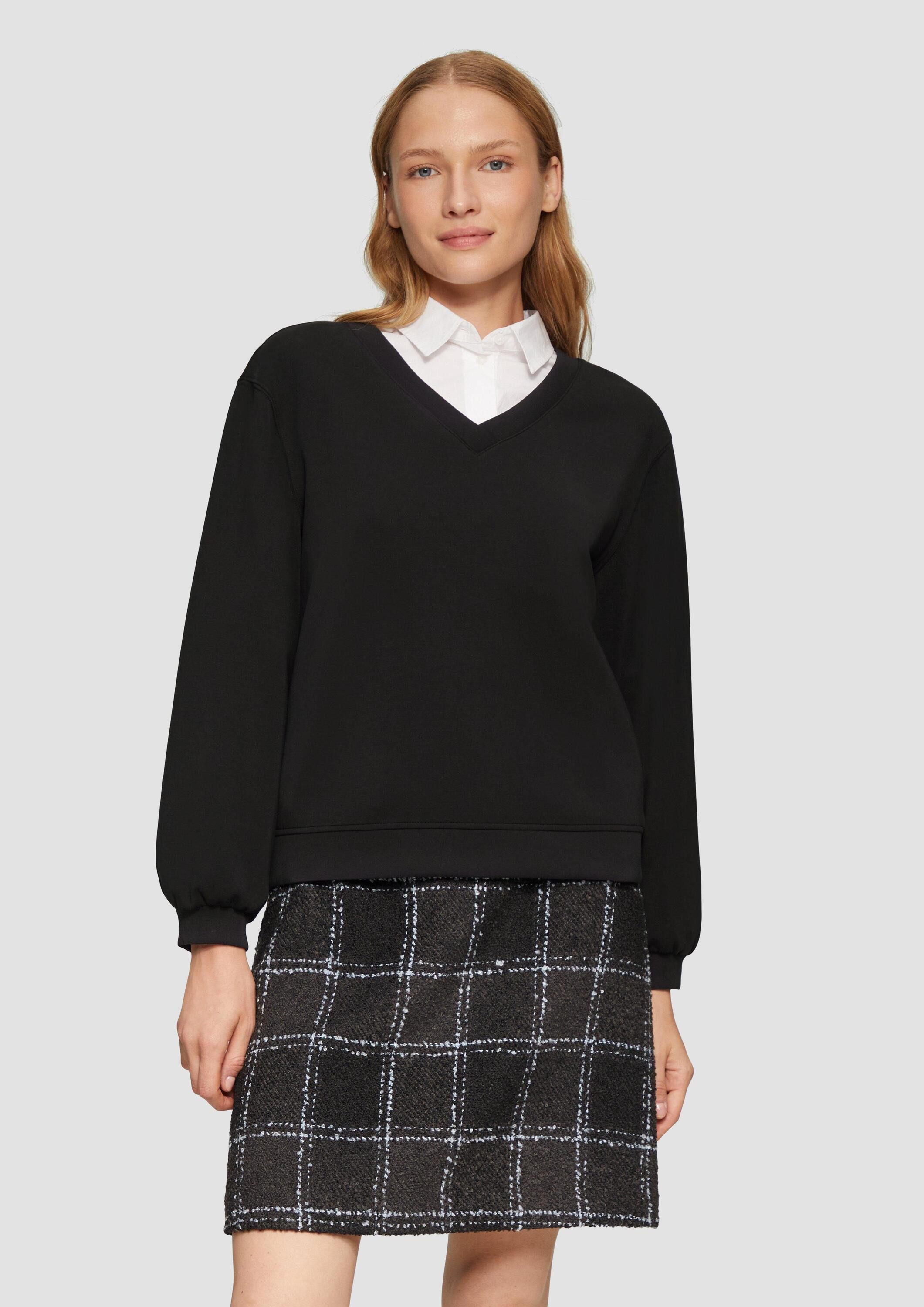 s.Oliver Sweatshirt Sweatshirt Scuba-Sweatshirt mit V-Ausschnitt günstig online kaufen