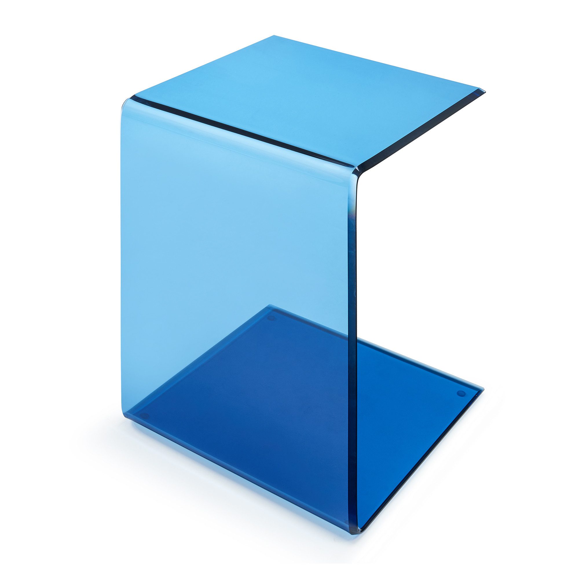en.casa Beistelltisch, »Trölmapilu« Glas C-Form fertig montiert 60 x 40 x 40 cm Blau