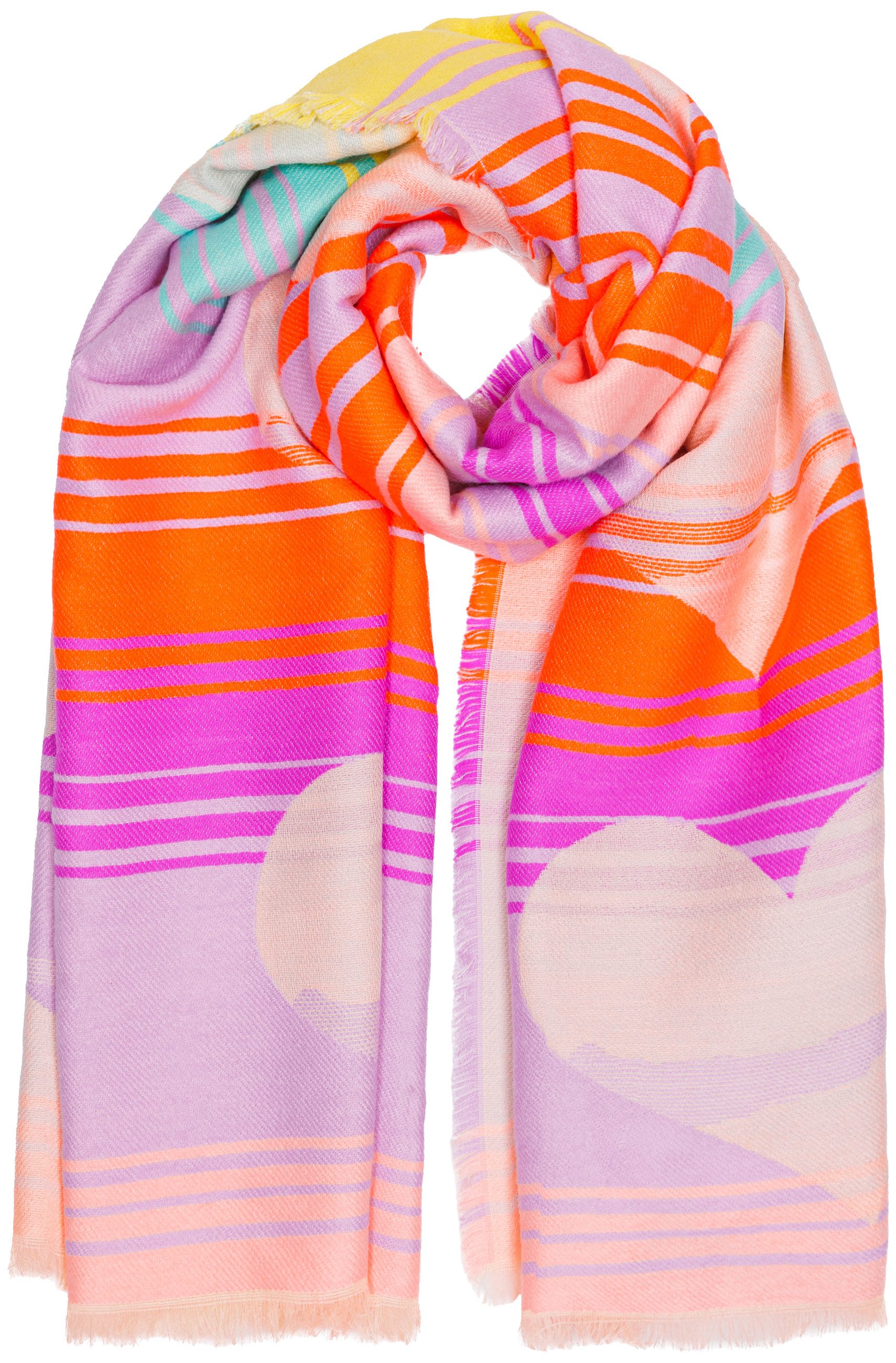 Caspar Modeschal SC539 mit buntem Herz Muster Print, Ideal für die Übergangszeit und kühle Wintertage