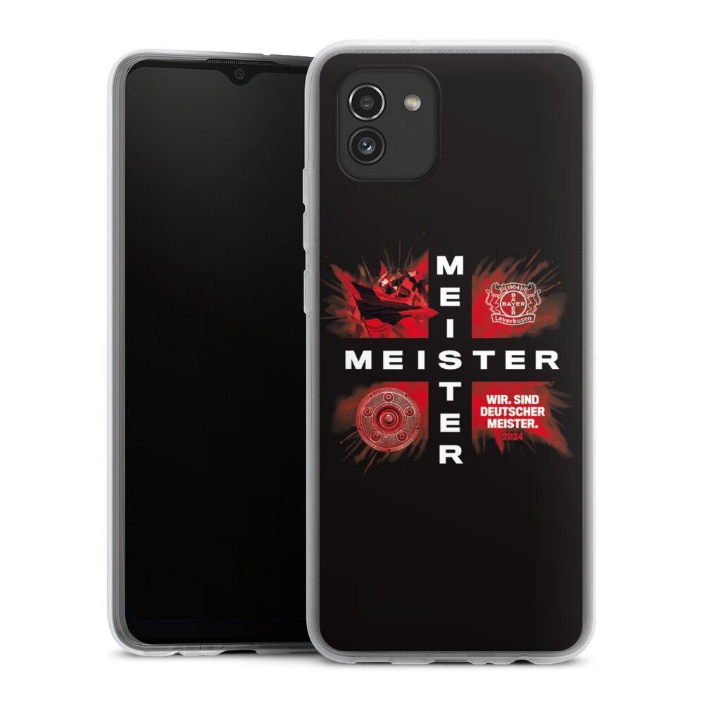 DeinDesign Handyhülle Bayer 04 Leverkusen Meister Offizielles Lizenzprodukt, Samsung Galaxy A03 Silikon Hülle Bumper Case Handy Schutzhülle