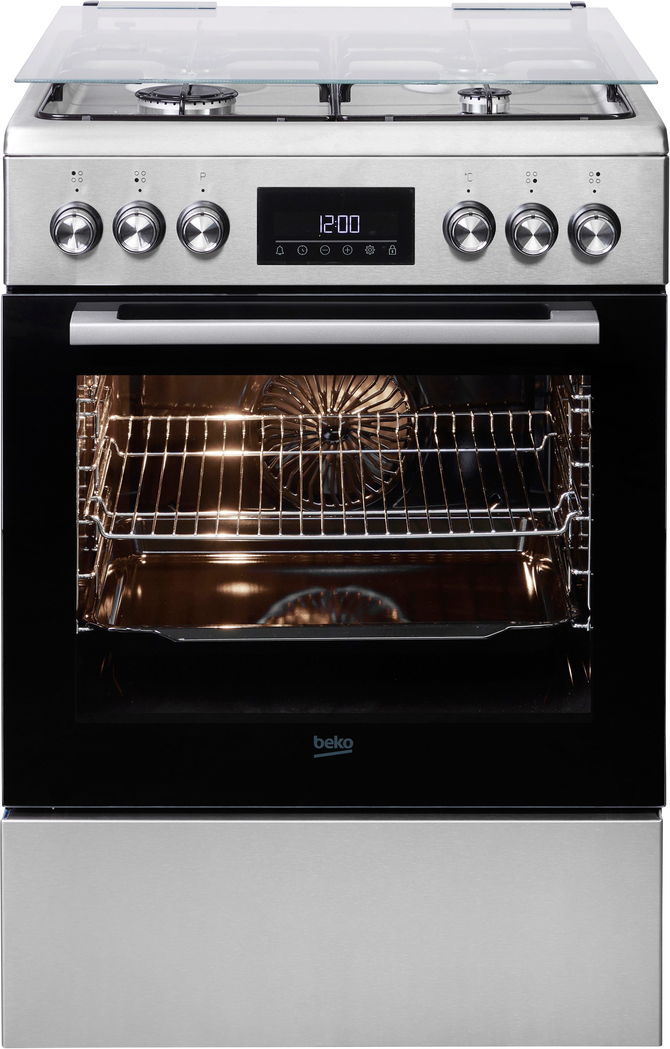 BEKO Gas-Standherd FBM62320XDSL, mit Teleskopauszug nachrüstbar, Multifunktionsdisplay – Übersichtliche Information auf einen Blick – Bild 4 von 5