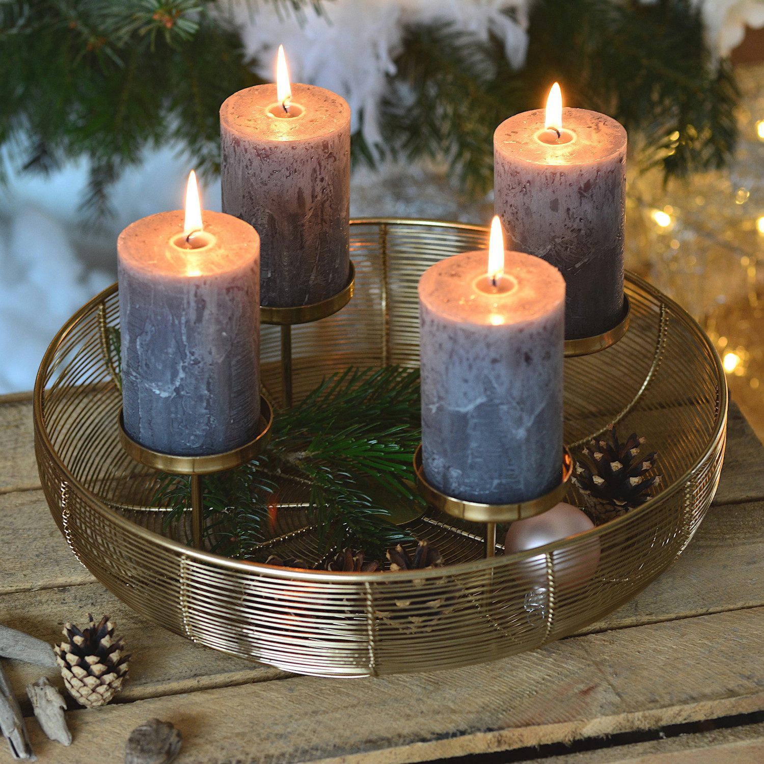 INtrenDU Adventsleuchter Adventskranz Metall gold 36cm günstig online kaufen