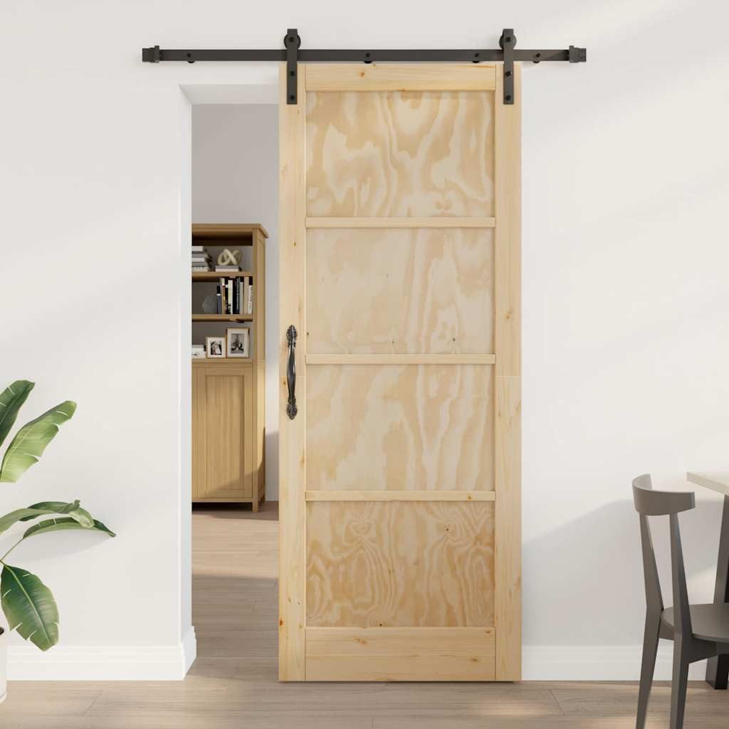 vidaXL Zimmertür Schiebetür mit Hardware-Set 83x211 cm Massivholz Kiefer