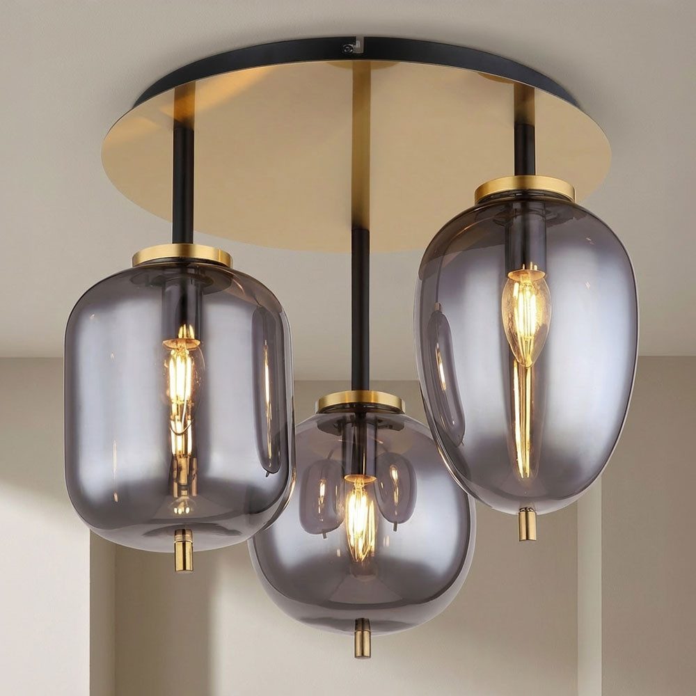 GLOBO LIGHTING Kugelleuchte, Leuchtmittel nicht inklusive, Deckenlampe Glas 3 flammig Lampenschirm Deckenleuchte Glas