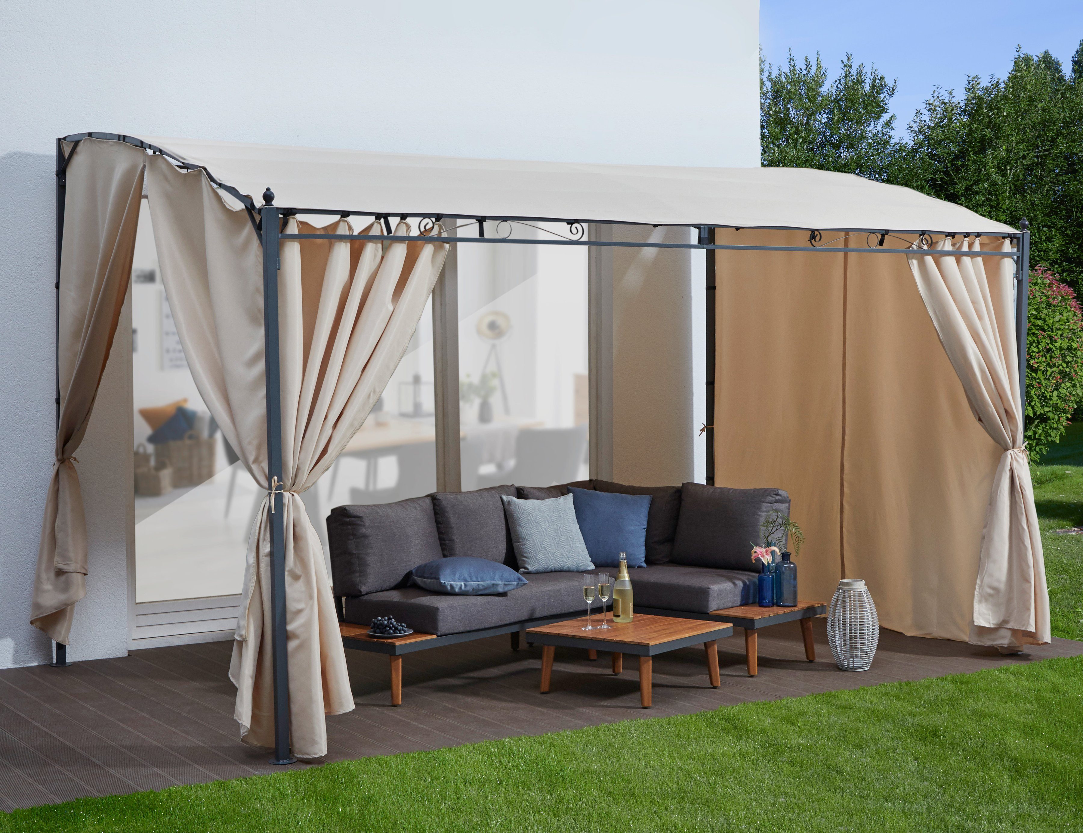 KONIFERA Anbaupavillon Burano, mit 3 Seitenteilen, (Set), BxT : 300x250 cm günstig online kaufen