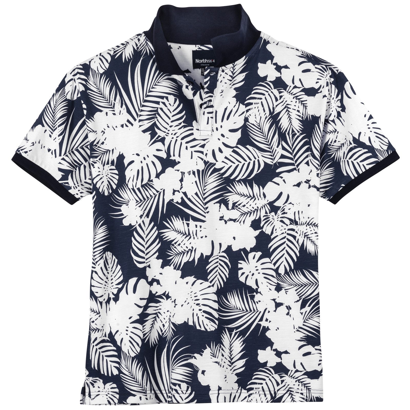north 56 4 Poloshirt North 56°4 XXL Poloshirt blau-weiß tropischer Print günstig online kaufen