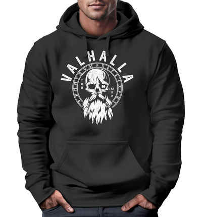 Neverless Hoodie Hoodie Herren Aufdruck Valhalla Totenkopf Odin Runen Wikinger Print Kapuzen-Pullover Fashion Streetstyle Neverless®