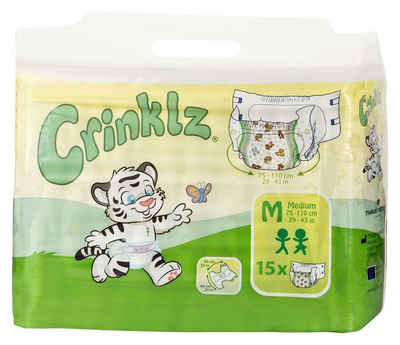 Crinklz Windeln Crinklz mit Bärchen - M (75-110 cm) (Karton, 60-St., Windeln mit Folie und bunten Motiven)